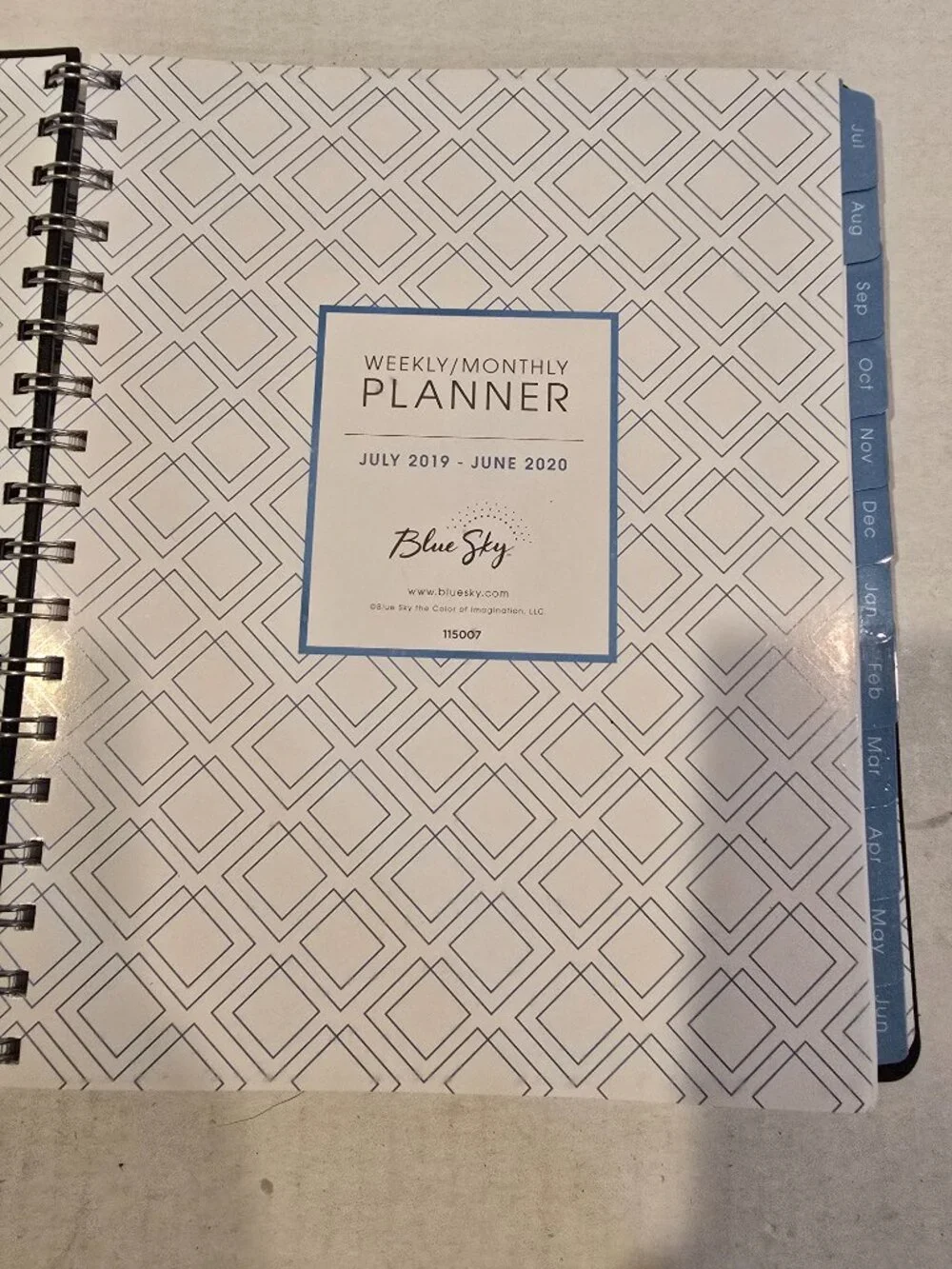 Planner Weekly Monthly July 2019-June 2020 Blue Cover Spiral Bound 7.5